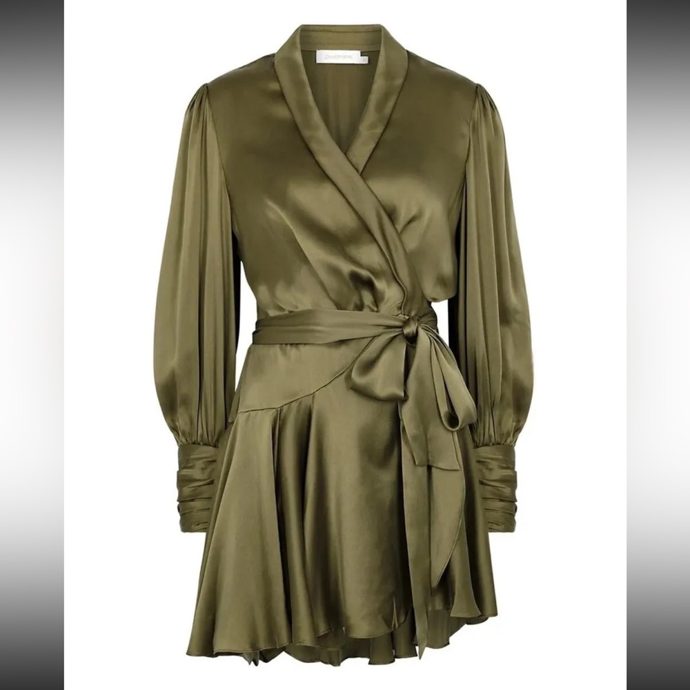 ZIMMERMANN DRESS SILK GREEN DRESS SIZE 1 (4-6)